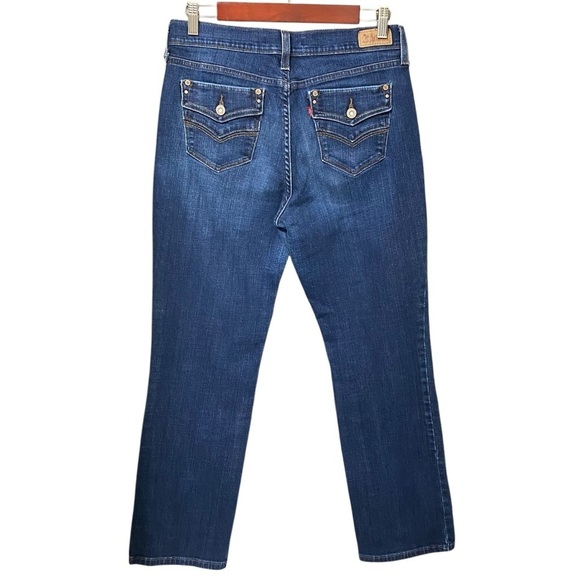 Levi’s 505 Straight Leg Jeans 30x28 Dark Wash Blue Denim Snap Pocket Classic Fit - Picture 3 of 5